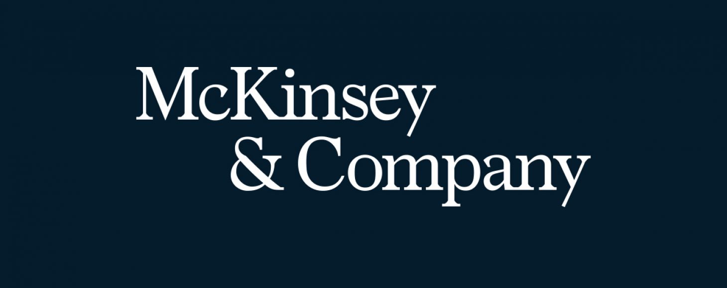 McKinsey & Company logo displayed in white with a dark blue background